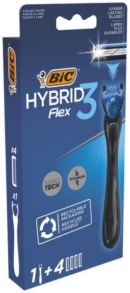 Rasoio Hybrid3 Flex Sistema Manico + 4 Ricambi