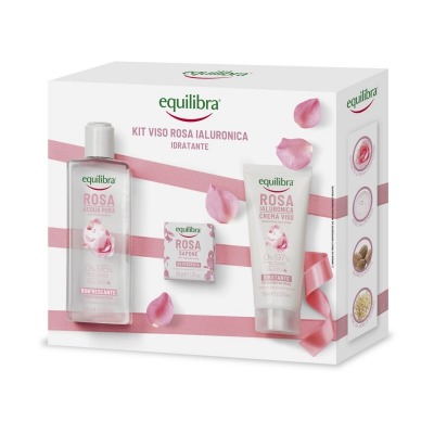 Kit Viso Rosa Ialuronica Idratante Crema Viso + Acqua Pura Rinfrescante + Sapone Detergente