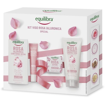 Kit Viso Rosa Ialuronica Special Crema Viso Idratante E Contorno Occhi Liftante E Sapone Detergente