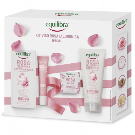 Kit Viso Rosa Ialuronica Special Crema Viso Idratante E Contorno Occhi Liftante E Sapone Detergente