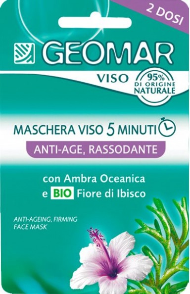 Maschera Viso 5 Minuti Anti Age Rassodante Con Fiore Di Ibisco Biologico E Ambra Oceanica 2 Dosi Da 15 Ml