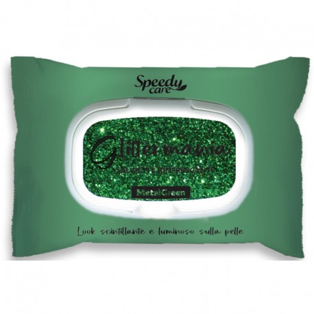 15 Salviette Glitter Mania Metal Green Rinfrescanti