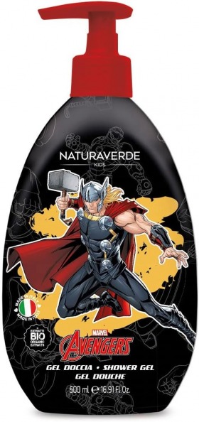 Marvel Avengers - Gel Doccia per Bambini Thor con Estratti di Calendula e Camomilla BIO, 500ml