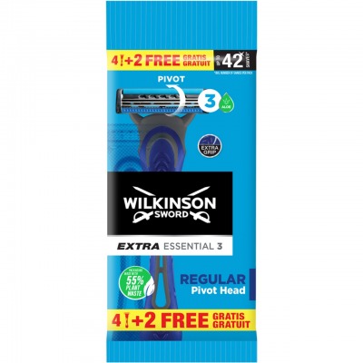 Wilkinson Rasoio Extra Essential 3 Regular Pivot 4+2 Pezzi