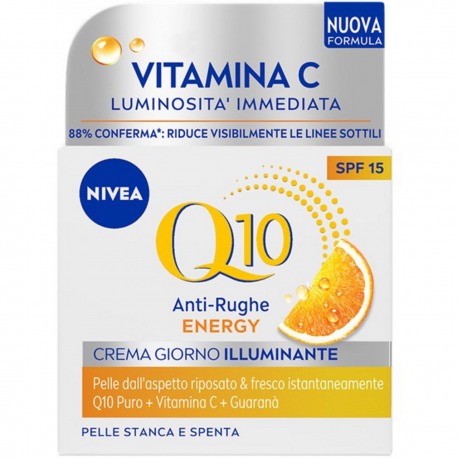 Nivea Viso Q10 Energy Crema Anti-Rughe Giorno Illuminante Spf15 Pelle Stanca E Spenta 50 Ml