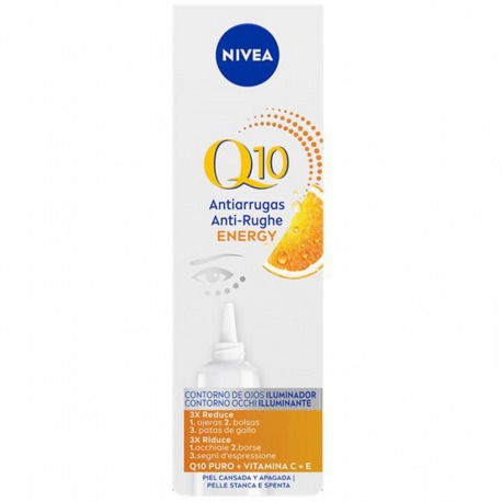 Nivea Viso Q10 Energy Anti-Righe Contorno Occhi Illuminante Per Pelle Stanca E Spenta 15 Ml