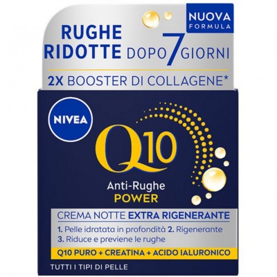 Nivea Viso Q10 Power Crema Anti-Rughe Notte Extra Rigenerante Per Tutti I Tipi Di Pelle 50 Ml