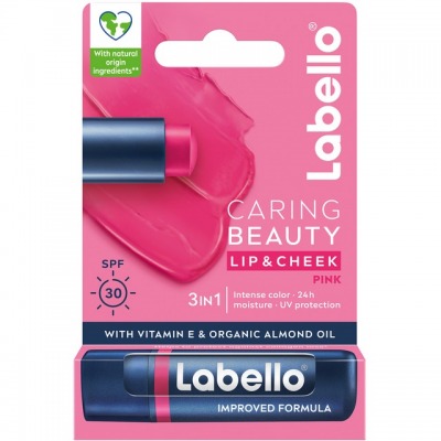 Labello Caring Beauty 3in1 Spf30 Vitamina E & Olio Di Mandorla Bio Pink