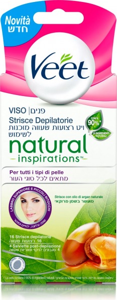 Strisce Depilatorie Viso Natural Inspirations con Olio di Argan 16 pz